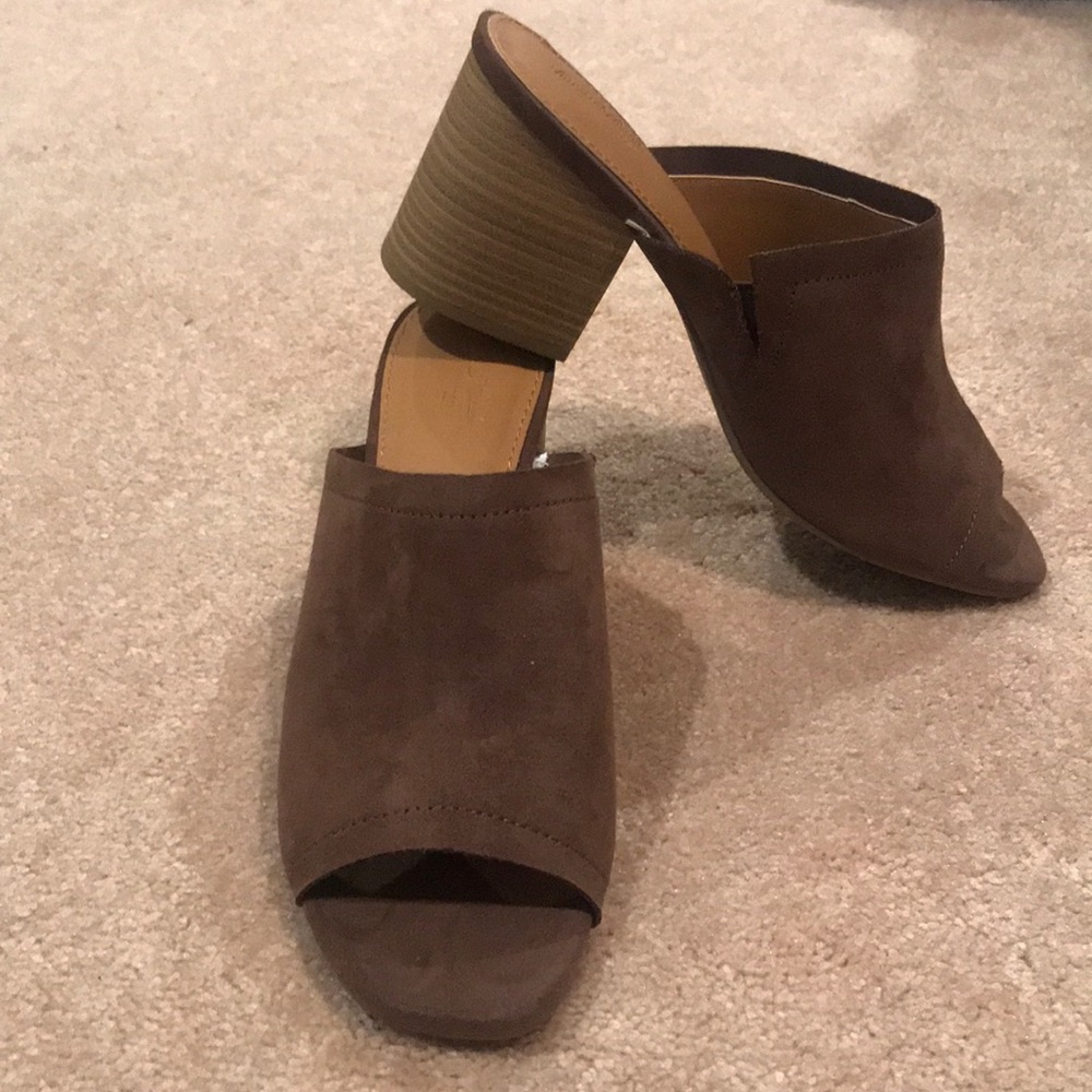 brown slip on heels